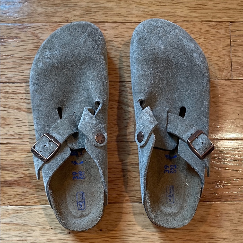 Birkenstock Taupe Suede Clogs